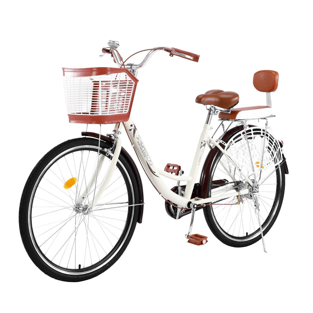 24 Inch 1 Speed Classic Retro Style Bike With Basket And Backseat , Cruiser Bike, Cruiser Bikes