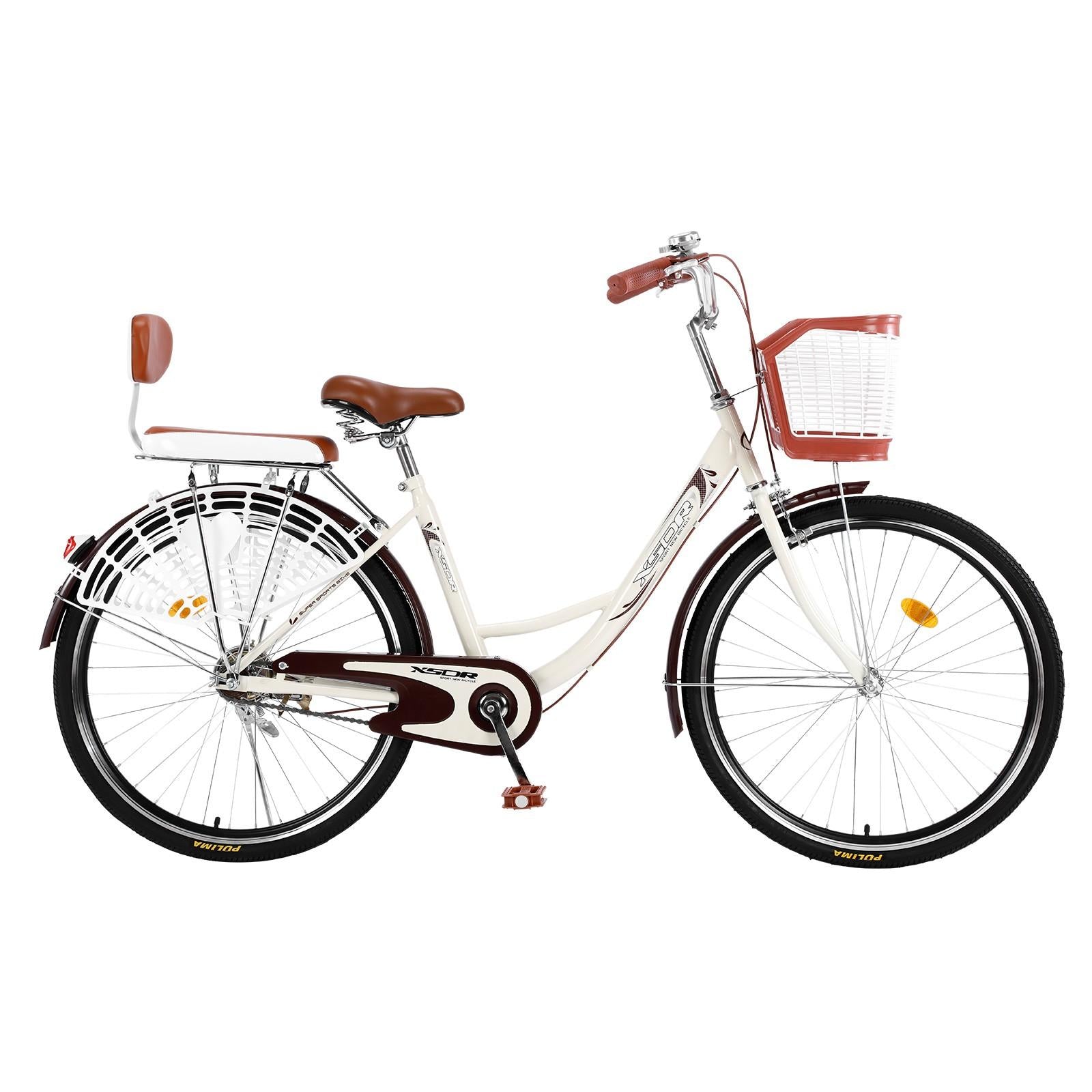 24 Inch 1 Speed Classic Retro Style Bike With Basket And Backseat , Cruiser Bike, Cruiser Bikes