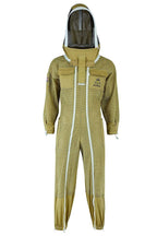 beeprogear ultra ventilated pilot suit fencing veil brown unisex white fabric mesh beekeeping suit| pilot style beekeeper suit | double zip from neck to toes | 3 layers bee keeper suit (x-large)