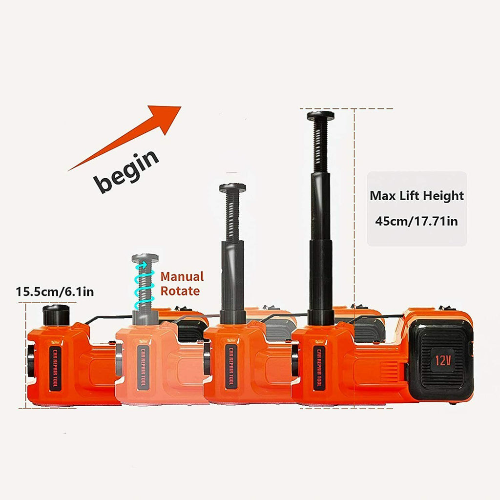 Car Jack Lift 12V 5 Ton Electric Hydraulic Floor Jack &Impact Wrench Repair Tool