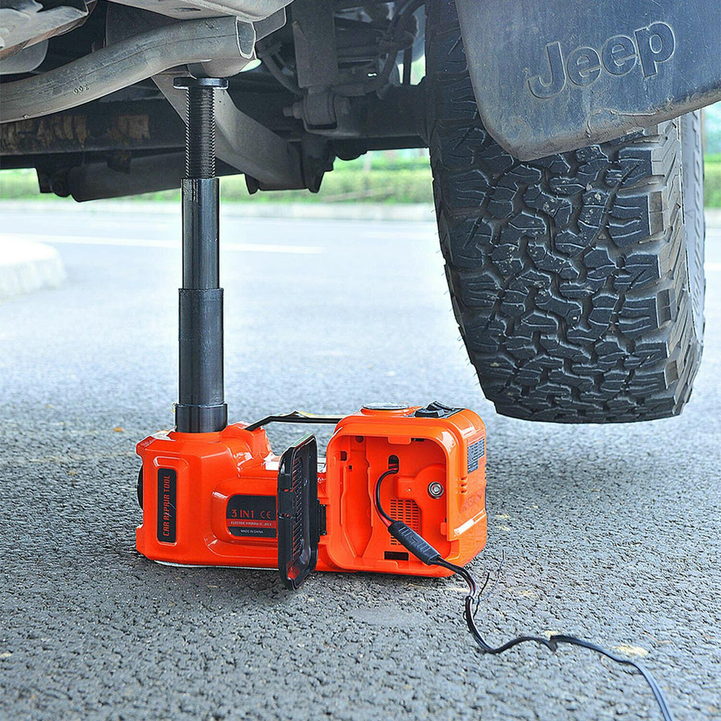 Car Jack Lift 12V 5 Ton Electric Hydraulic Floor Jack &Impact Wrench Repair Tool