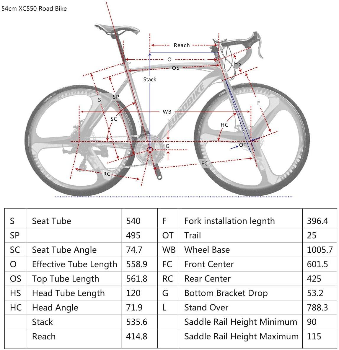 EUROBIKE Road Bike TSM XC550 Bike 21 Speed Dual Disc Brake 54CM 3-Spoke Wheels Bicycle