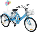 FITOOM Adult Tricycles, 7 Speed Adult Trikes 24 inch 3 Wheel Bikes, Cruise Bike with Front Basket LarSize Rear Basket for Recreation, Shopping, Exercise Men's Women's Bike