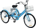 FITOOM Adult Tricycles, 7 Speed Adult Trikes 24 inch 3 Wheel Bikes, Cruise Bike with Front Basket LarSize Rear Basket for Recreation, Shopping, Exercise Men's Women's Bike
