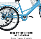 FITOOM Adult Tricycles, 7 Speed Adult Trikes 24 inch 3 Wheel Bikes, Cruise Bike with Front Basket LarSize Rear Basket for Recreation, Shopping, Exercise Men's Women's Bike