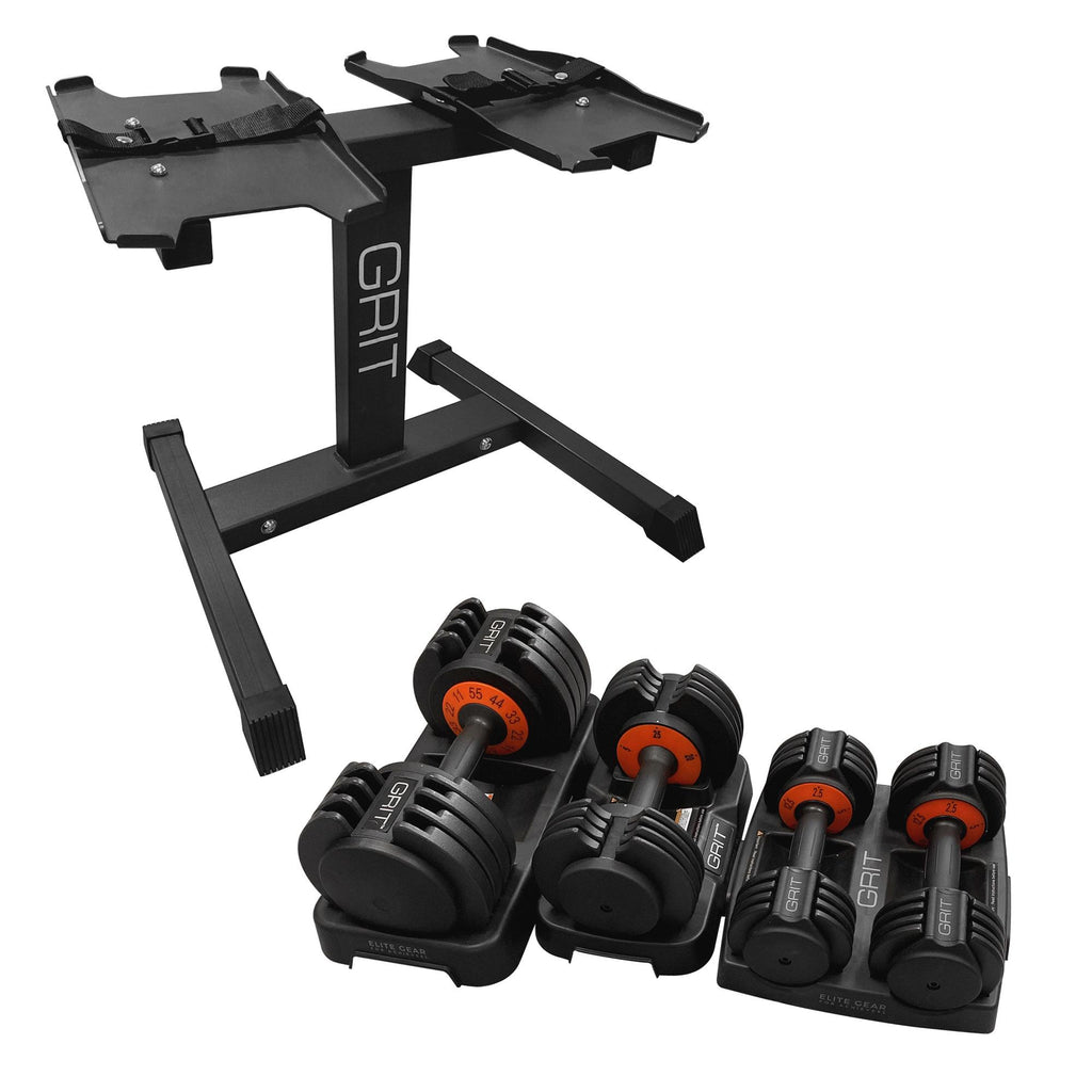 Grit Elite Dumbbell Stand for Adjustable Dumbbells, Weight Rack for Home Gym (Black)