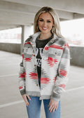 aztec print grey shacket