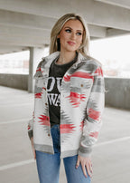 aztec print grey shacket