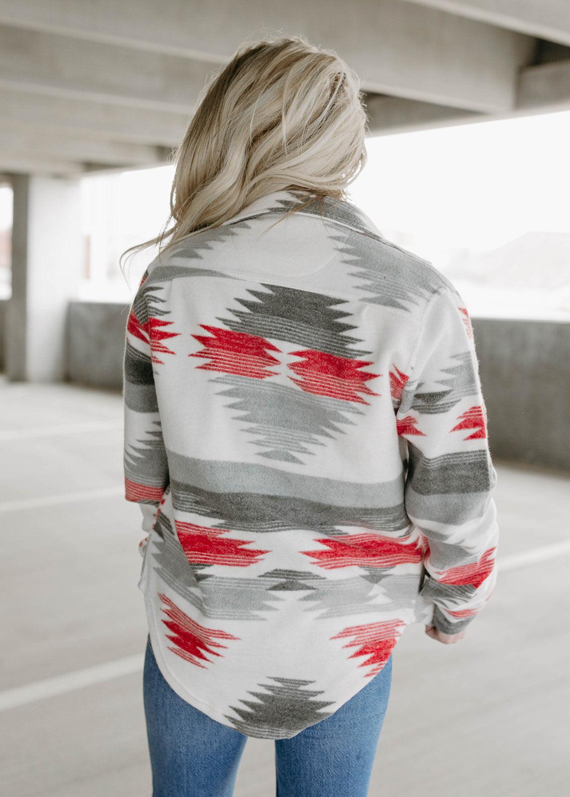 aztec print grey shacket