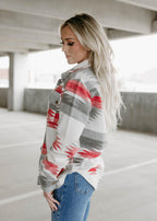 aztec print grey shacket