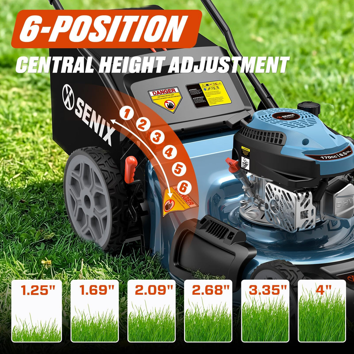 22 Inch Self Propelled Gas Lawn Mower 170cc 4-Cycle RWD Mower |  22" Self-Propelled Gas Lawn Mower, Gas Powered Lawn Mower,170cc 4-Cycle Engine, Easy Start