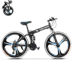 Wishcat Mens Mountain Bike 26 Inch Wheels Mountain Bikes with High Carbon Steel Frame &amp; Twist Shifters, 21-Speed Rear Deraileur, Front and Rear Disc Brakes Anti-Slip Bikes
