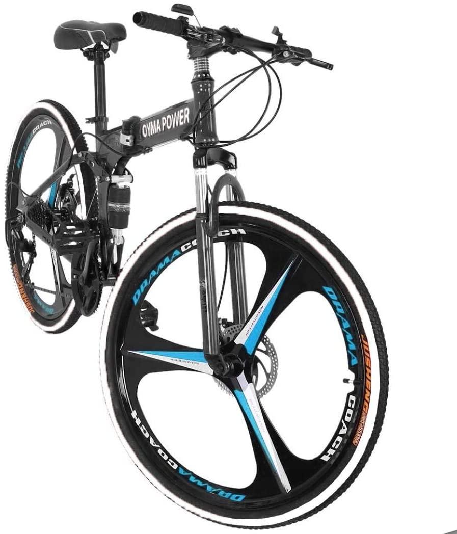 Wishcat Mens Mountain Bike 26 Inch Wheels Mountain Bikes with High Carbon Steel Frame &amp; Twist Shifters, 21-Speed Rear Deraileur, Front and Rear Disc Brakes Anti-Slip Bikes