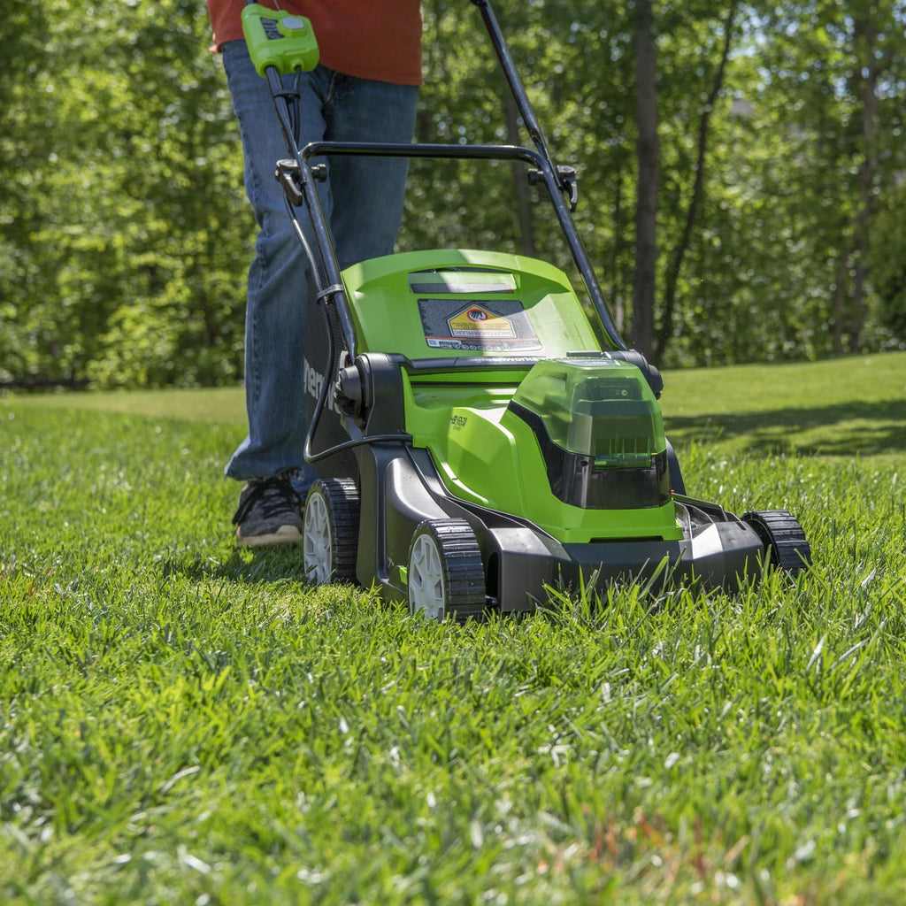 48V (24V x 2) 17" Cordless (Push) Lawn Mower (200+ Compatible Tools), (2) 4.0Ah Batteries and Dual Port Rapid Charger Included