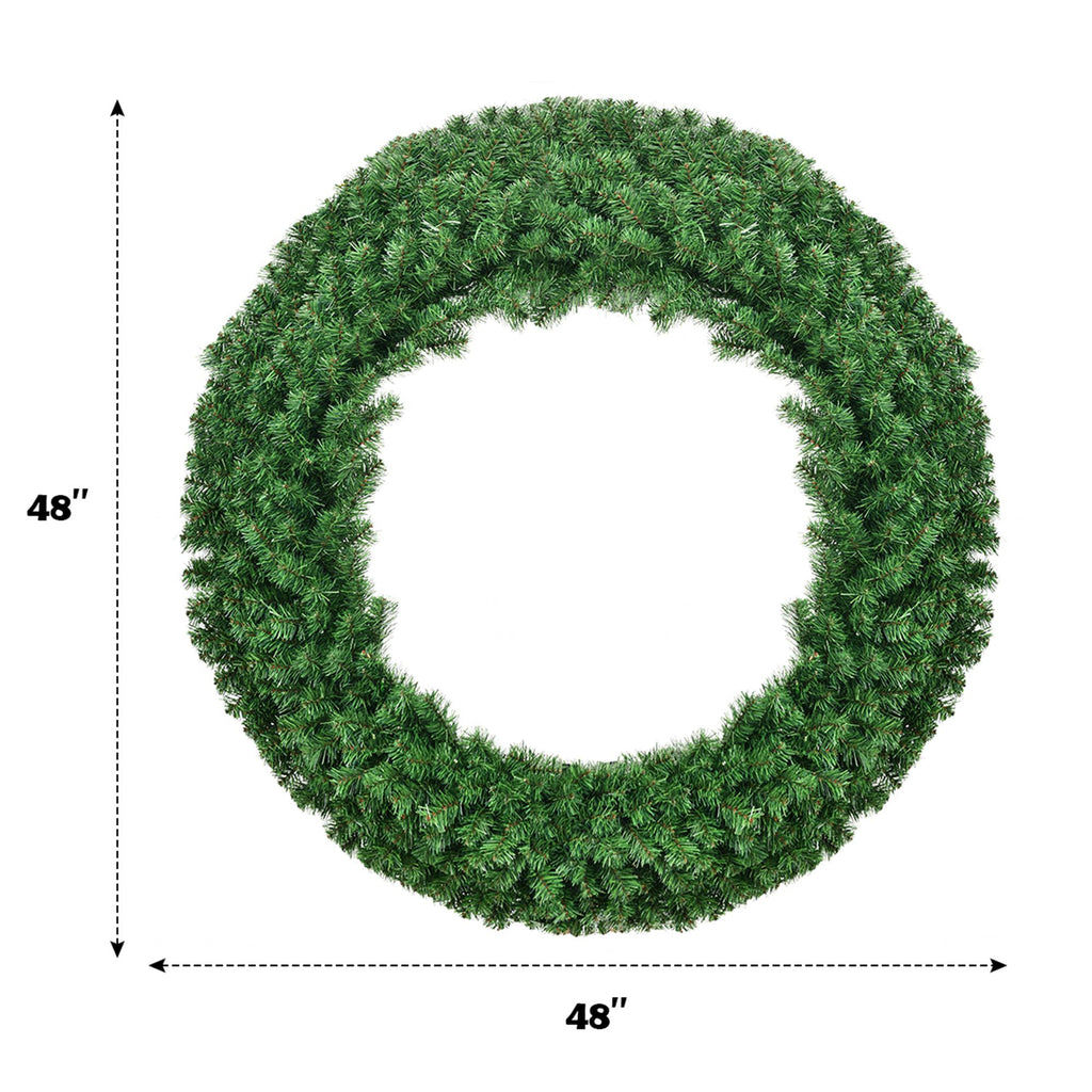 Gymax 48'' Pre-Lit Artificial Christmas Wreath Holiday Decoration w/ LED Lights