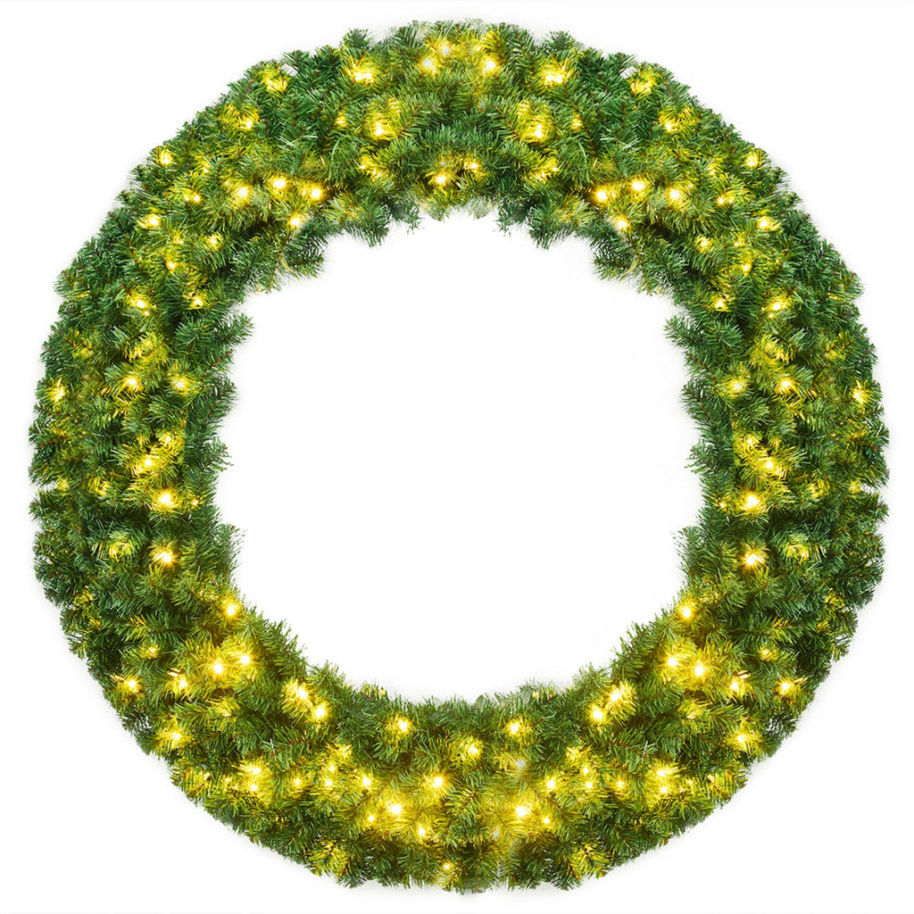 Gymax 48'' Pre-Lit Artificial Christmas Wreath Holiday Decoration w/ LED Lights