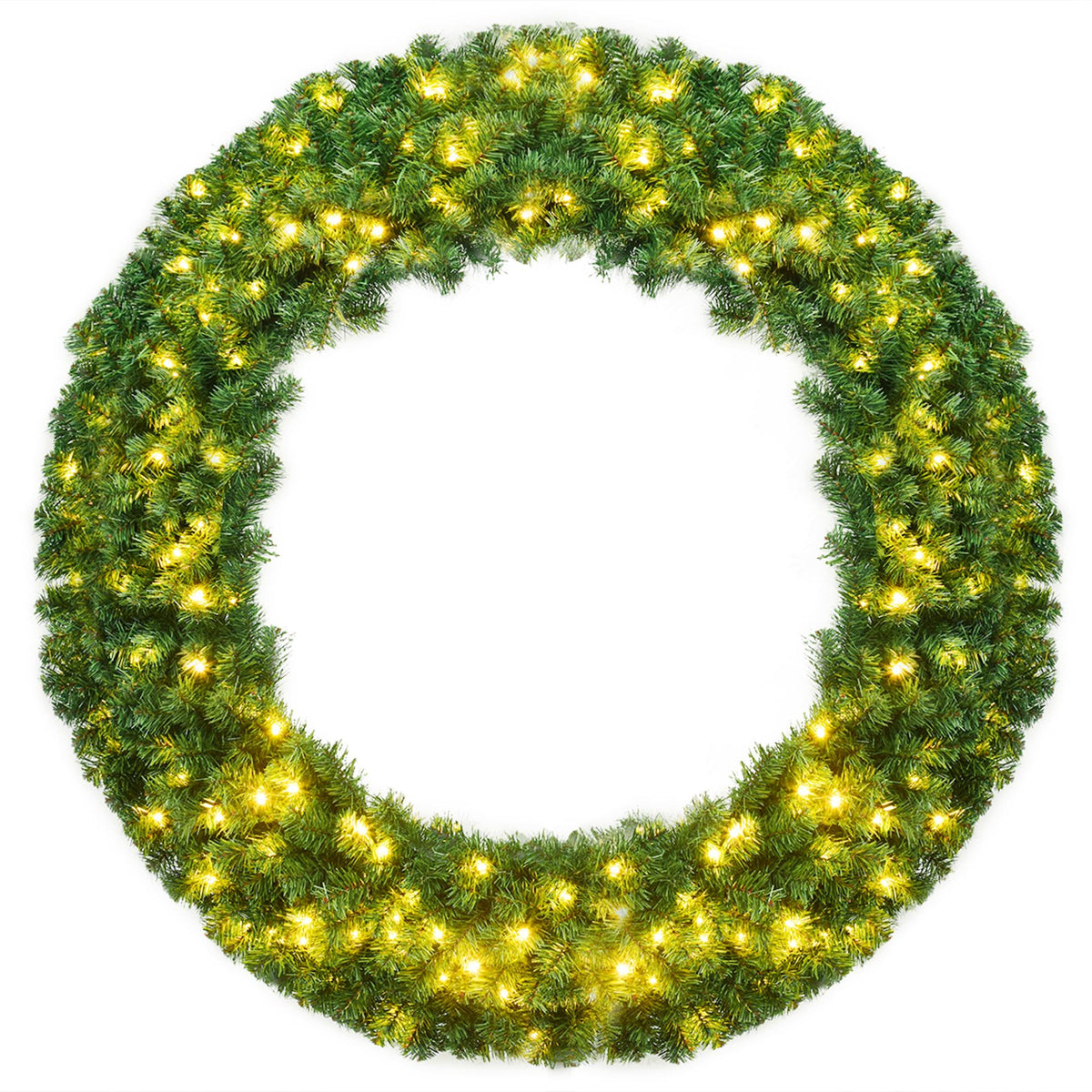 Gymax 48'' Pre-Lit Artificial Christmas Wreath Holiday Decoration w/ LED Lights