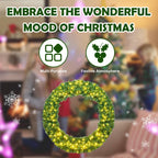 Gymax 48'' Pre-Lit Artificial Christmas Wreath Holiday Decoration w/ LED Lights