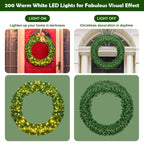 Gymax 48'' Pre-Lit Artificial Christmas Wreath Holiday Decoration w/ LED Lights