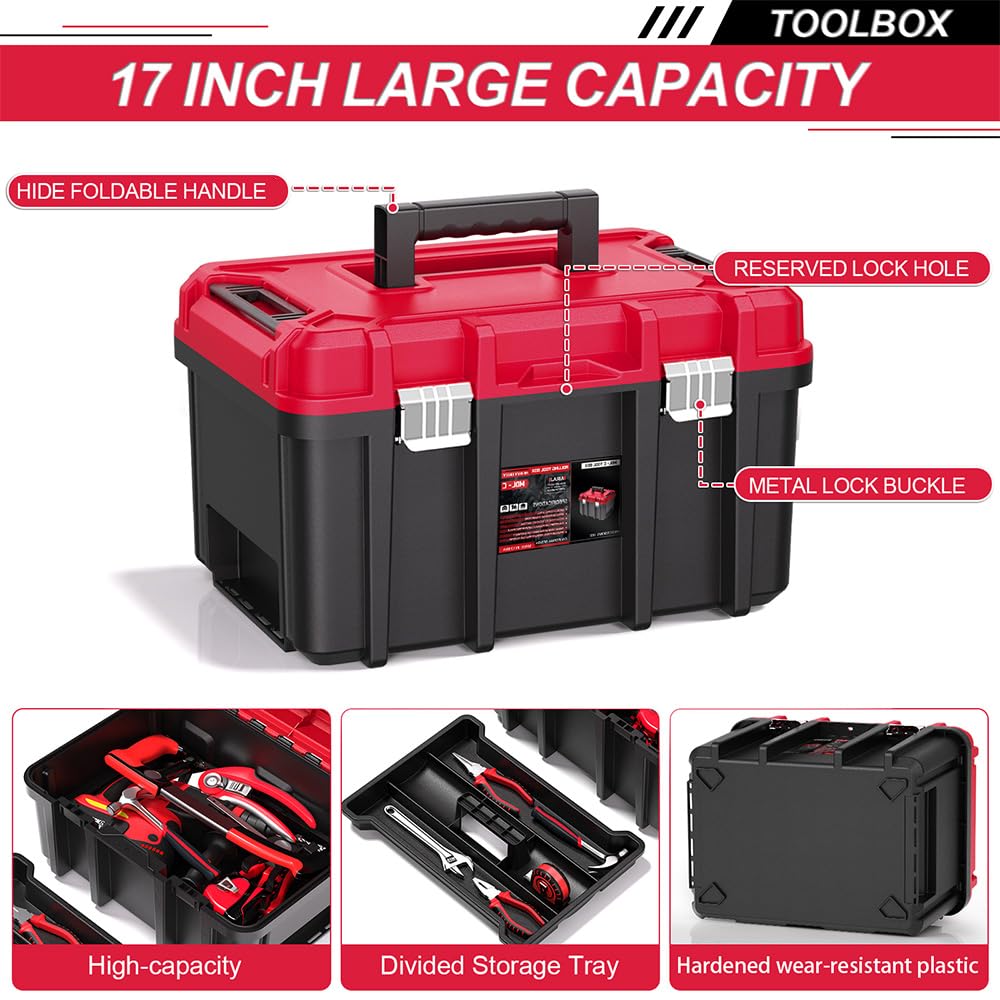 3 Tier Stackable Rolling Tool Box with Wheels,Modular Tool Organizer Box StoraSystem,Portable Lockable Tool boxes,17" LarTool box for Home Repairs,Professional Work