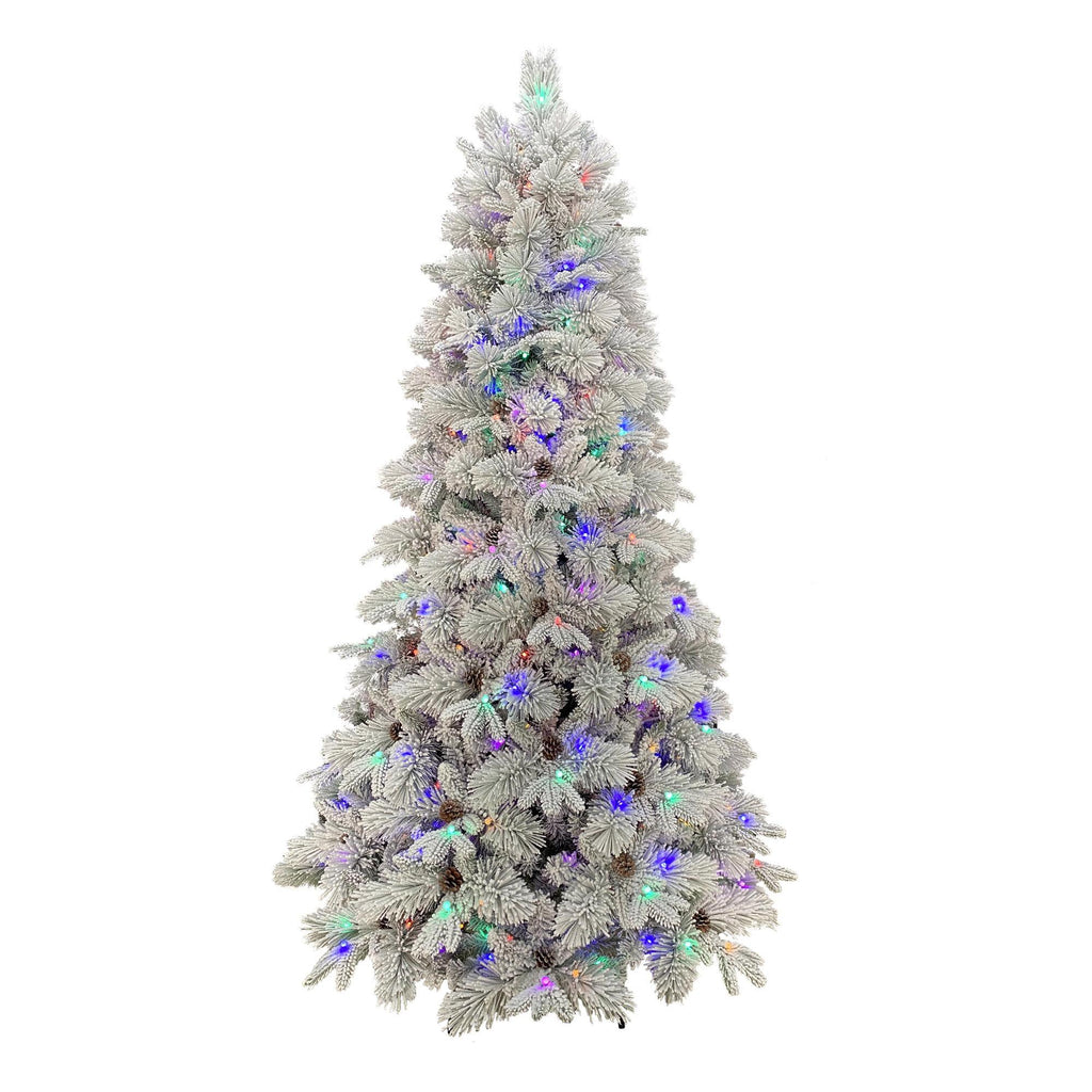 Holiday Time 7.5-Foot Flocked Prelit Bellmont Christmas Tree, with 350 4-Function Color-Changing LED Lights