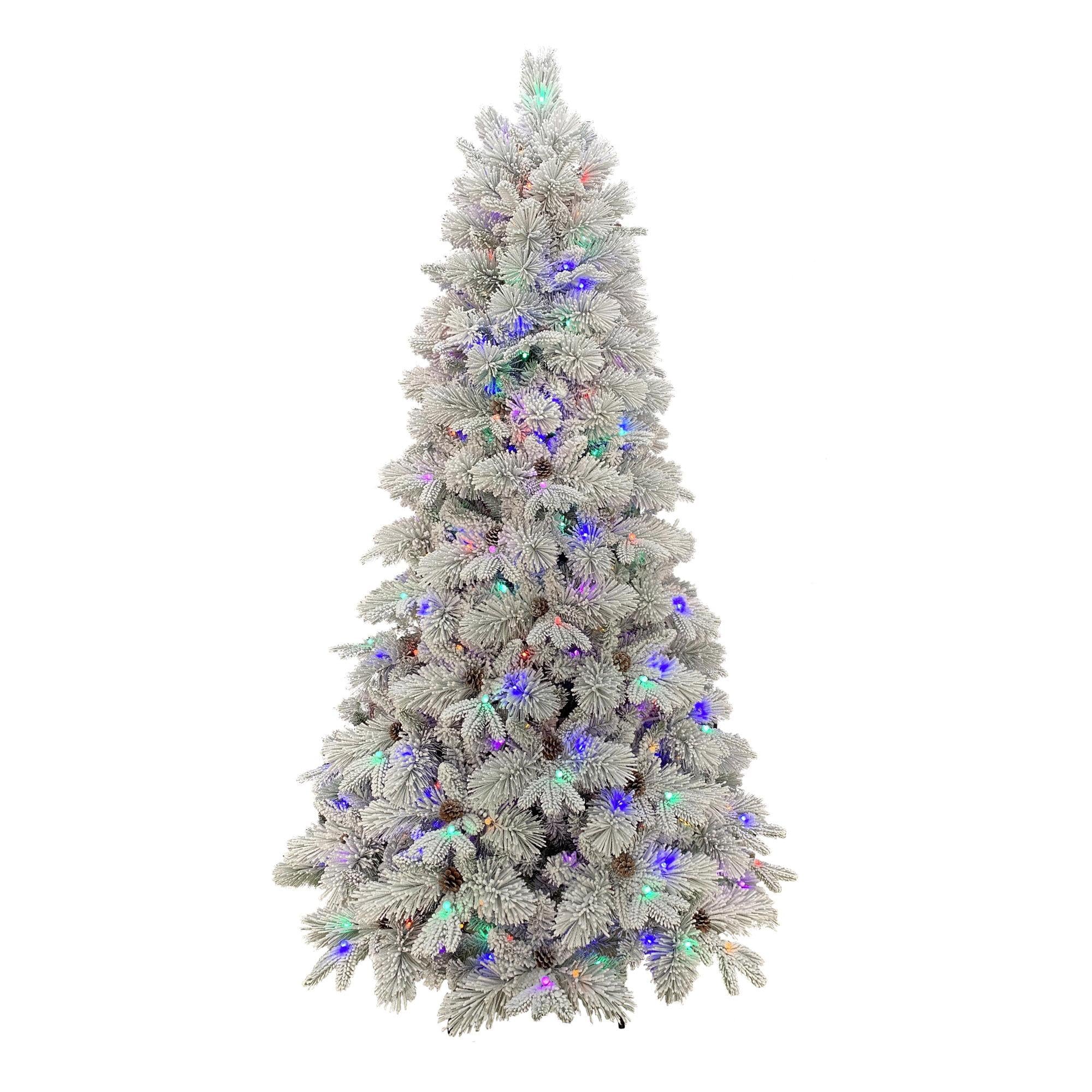 Holiday Time 7.5-Foot Flocked Prelit Bellmont Christmas Tree, with 350 4-Function Color-Changing LED Lights
