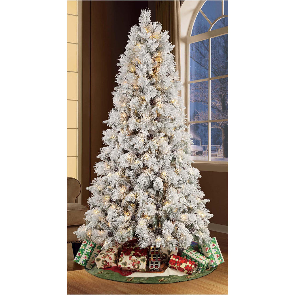 Holiday Time 7.5-Foot Flocked Prelit Bellmont Christmas Tree, with 350 4-Function Color-Changing LED Lights