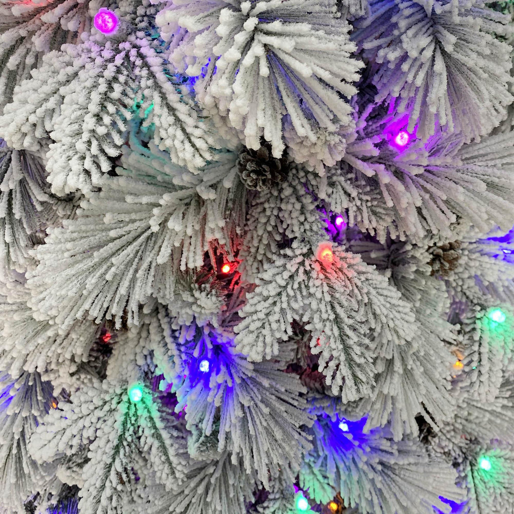Holiday Time 7.5-Foot Flocked Prelit Bellmont Christmas Tree, with 350 4-Function Color-Changing LED Lights