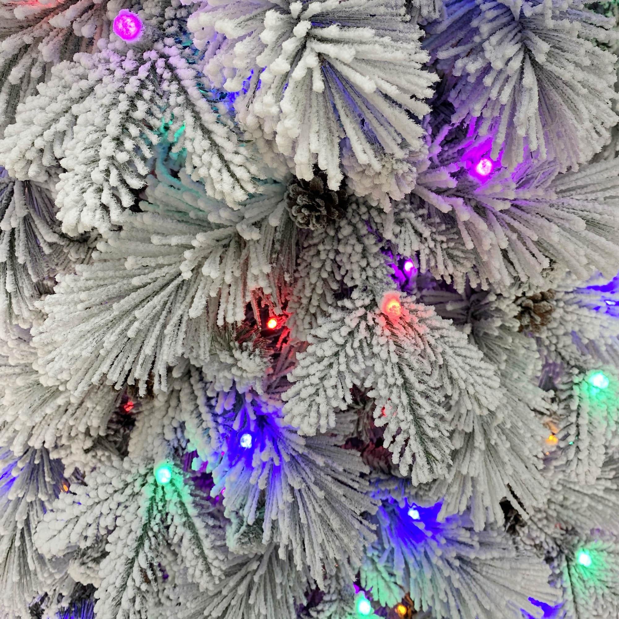 Holiday Time 7.5-Foot Flocked Prelit Bellmont Christmas Tree, with 350 4-Function Color-Changing LED Lights