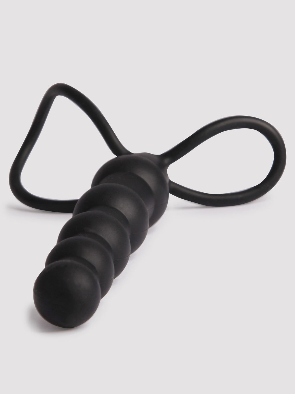 Love Rider Silicone Beaded Dual Penetrator Strap-On, Black