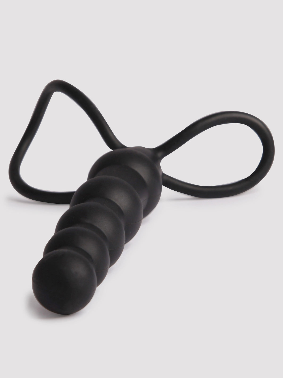 Love Rider Silicone Beaded Dual Penetrator Strap-On, Black