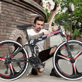 HOMBOM 26inch Folding Mountain Bike s 21 Speed Bicycle Full Suspension MTB Bikes for Men and Women Red