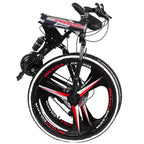 HOMBOM 26inch Folding Mountain Bike s 21 Speed Bicycle Full Suspension MTB Bikes for Men and Women Red