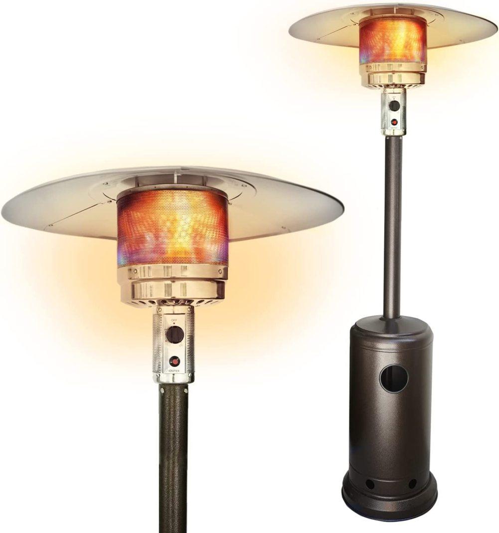 Plant Support Propane Outdoor Heater 48000BTU, Outdoor Patio Heater with Overheat Protection, with Wheels for Restaurants, Garden and Commercial Use (Brown)