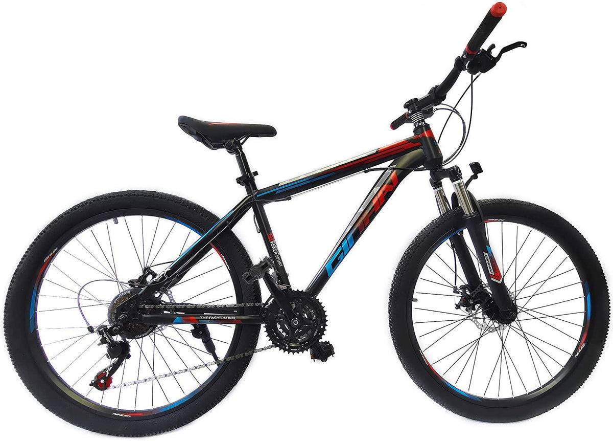 HIRUNS Full Mountain Bike, Men and Women Professional 21 Speed Gears 26inch Bicycle, Aluminum Alloy Double-Layer Wheels, Double disc Brake, Blue