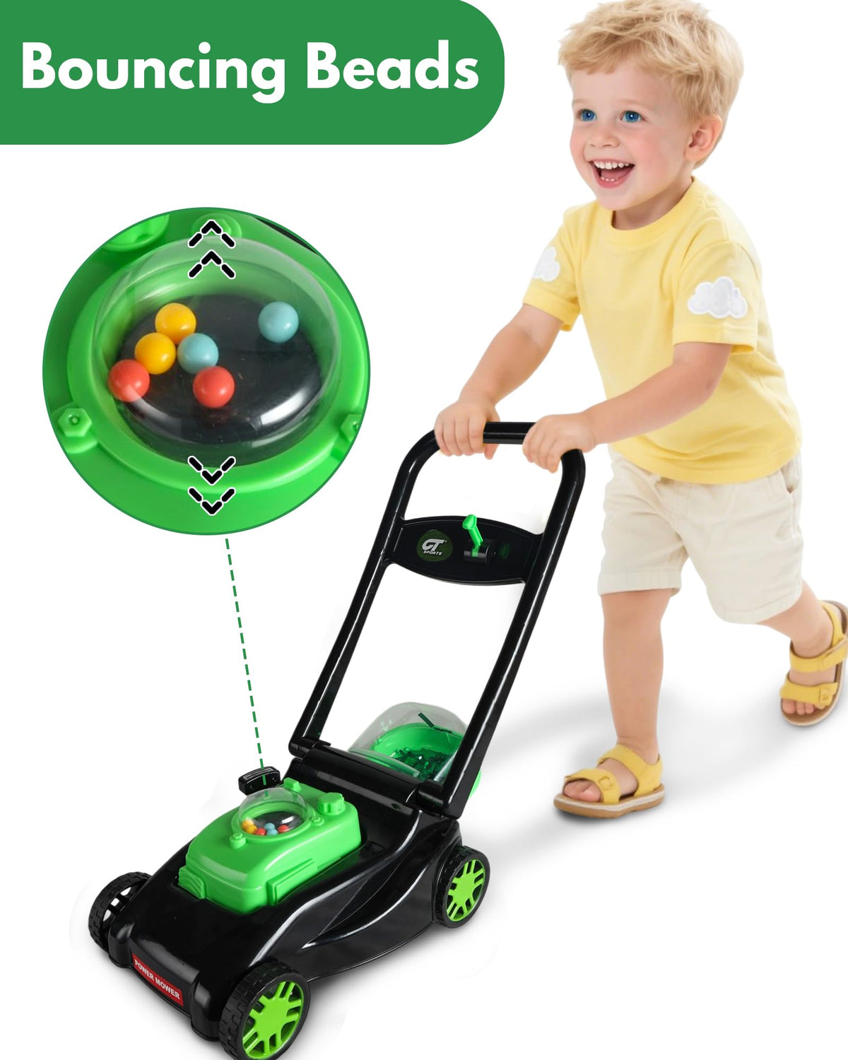 Kids Lawn Mower with Realistic Grass-Cutting Action and Sounds – No Batteries Required | Fun Outdoor Push Toy, Birthday Gift &amp; Holiday Present for 3, 4, 5, 6Year Old Boys and Girls (Black)