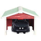 Robotic Lawn Mower Gara28.3"x34.3"x19.7", Wooden Lawn Mower Garafor Outdoor Red and White Firwood