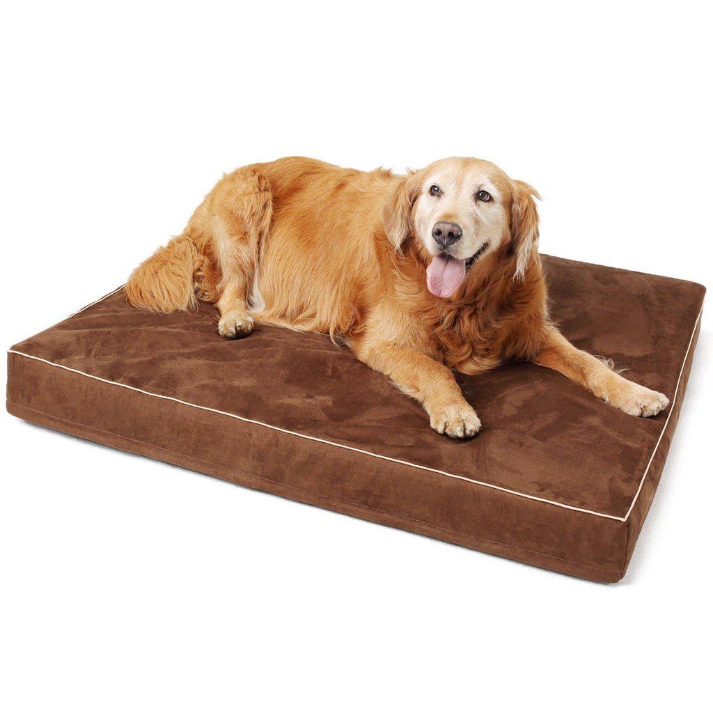Papa Pet Orthopedic Dog Bed with Solid Memory Foam, True Waterproof Lining, Removable Suede Cover, Prevent &amp; Relieve Pain of Arthritis &amp; Hip Dysplasia, Premium Edition