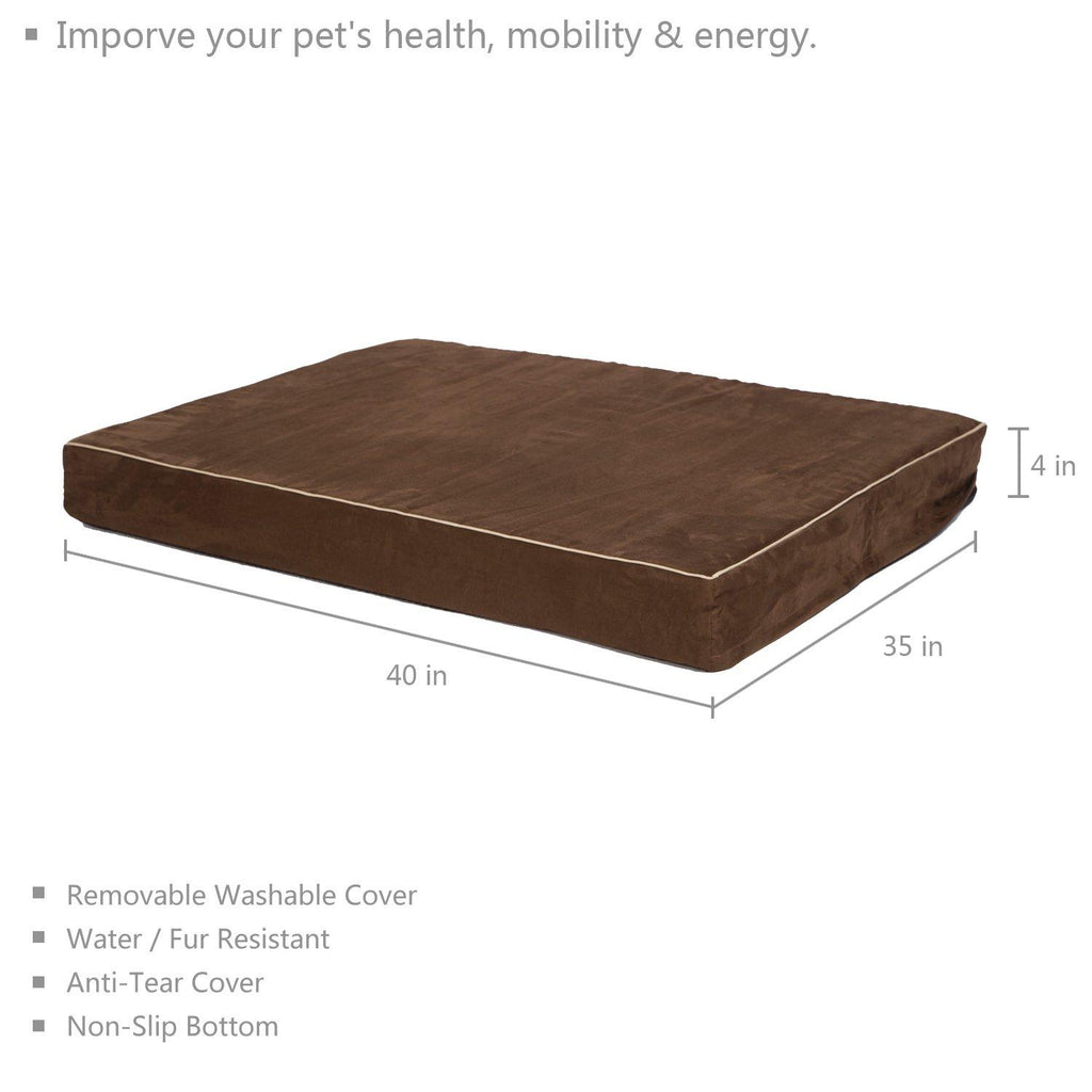 Papa Pet Orthopedic Dog Bed with Solid Memory Foam, True Waterproof Lining, Removable Suede Cover, Prevent &amp; Relieve Pain of Arthritis &amp; Hip Dysplasia, Premium Edition