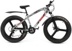 hosote Fat Tire Bike for Men, 26 Inch  21 Speed Mountain Bike, 4 inch Wide Tire Beach Snow Mountain Bicycle, Suspension Fork Dual Disc Brakes MTB with 3 Spoke Wheel