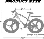 hosote Fat Tire Bike for Men, 26 Inch  21 Speed Mountain Bike, 4 inch Wide Tire Beach Snow Mountain Bicycle, Suspension Fork Dual Disc Brakes MTB with 3 Spoke Wheel