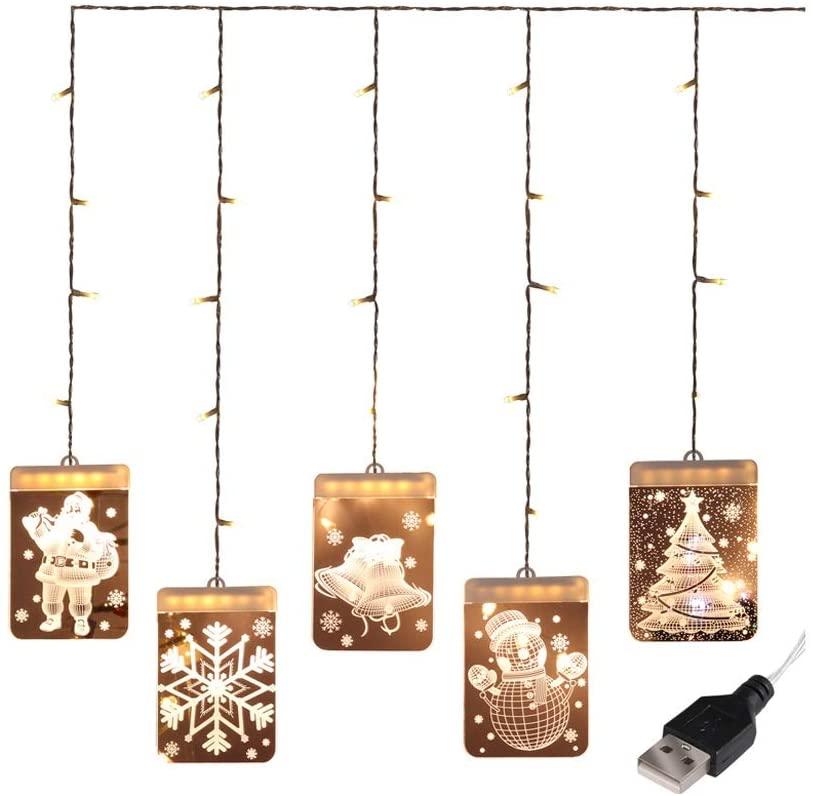 ZMDZA LED Night Light Hanging Christmas Lights Fairy Lights Santa Claus Lamp with Suction for Door Window Holiday Decoration Outdoor