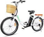 BRIGHT GG  22 inch City Electric Bike for Adults Women Ebike with 36V10A Lithium Battery and 250W Motor,White Electric Bicycle with Charger