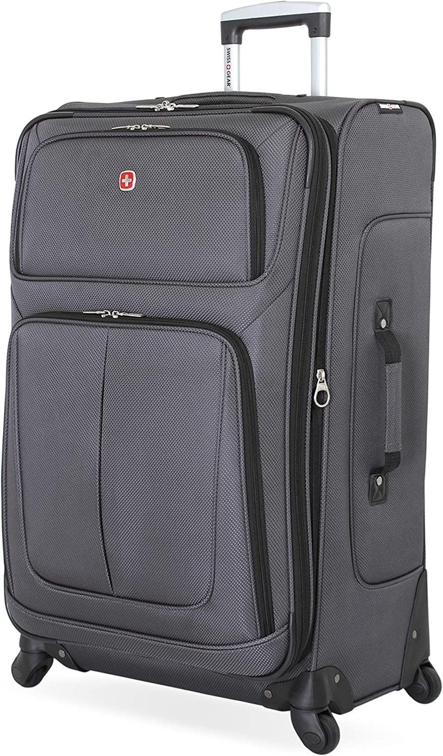 Sion Softside Expandable Luggage, Dark Grey, Checked-Large 29-Inch