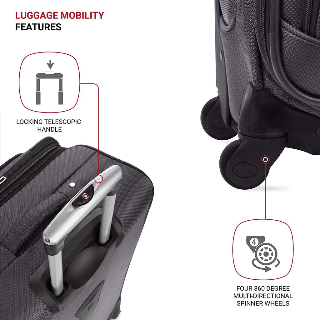 Sion Softside Expandable Luggage, Dark Grey, Checked-Large 29-Inch