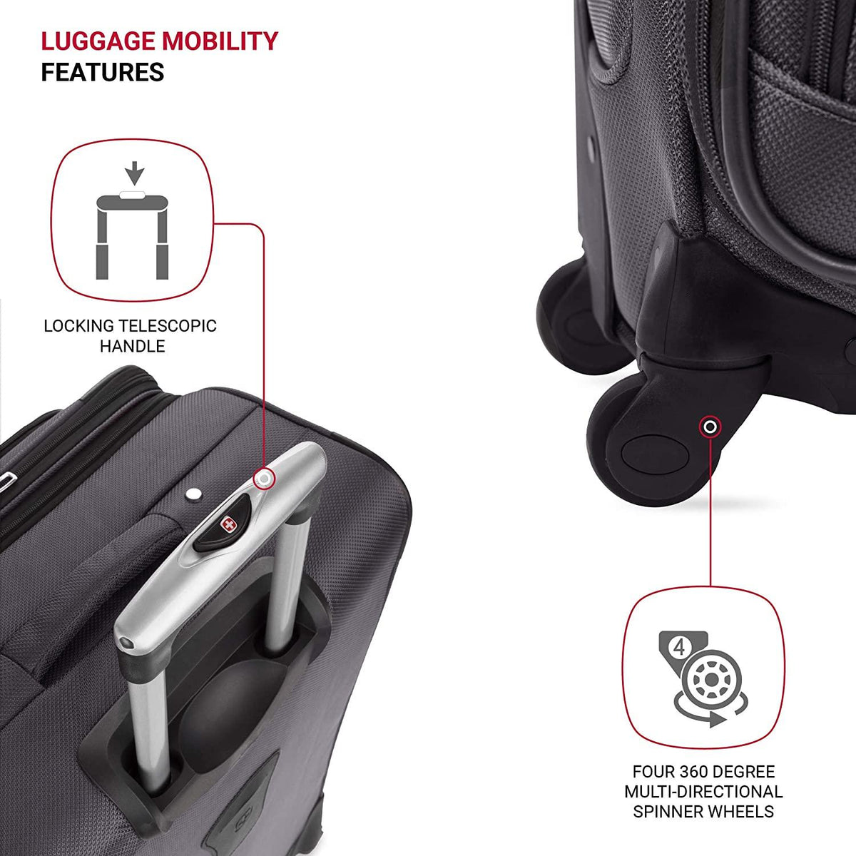 Sion Softside Expandable Luggage, Dark Grey, Checked-Large 29-Inch