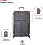 Sion Softside Expandable Luggage, Dark Grey, Checked-Large 29-Inch