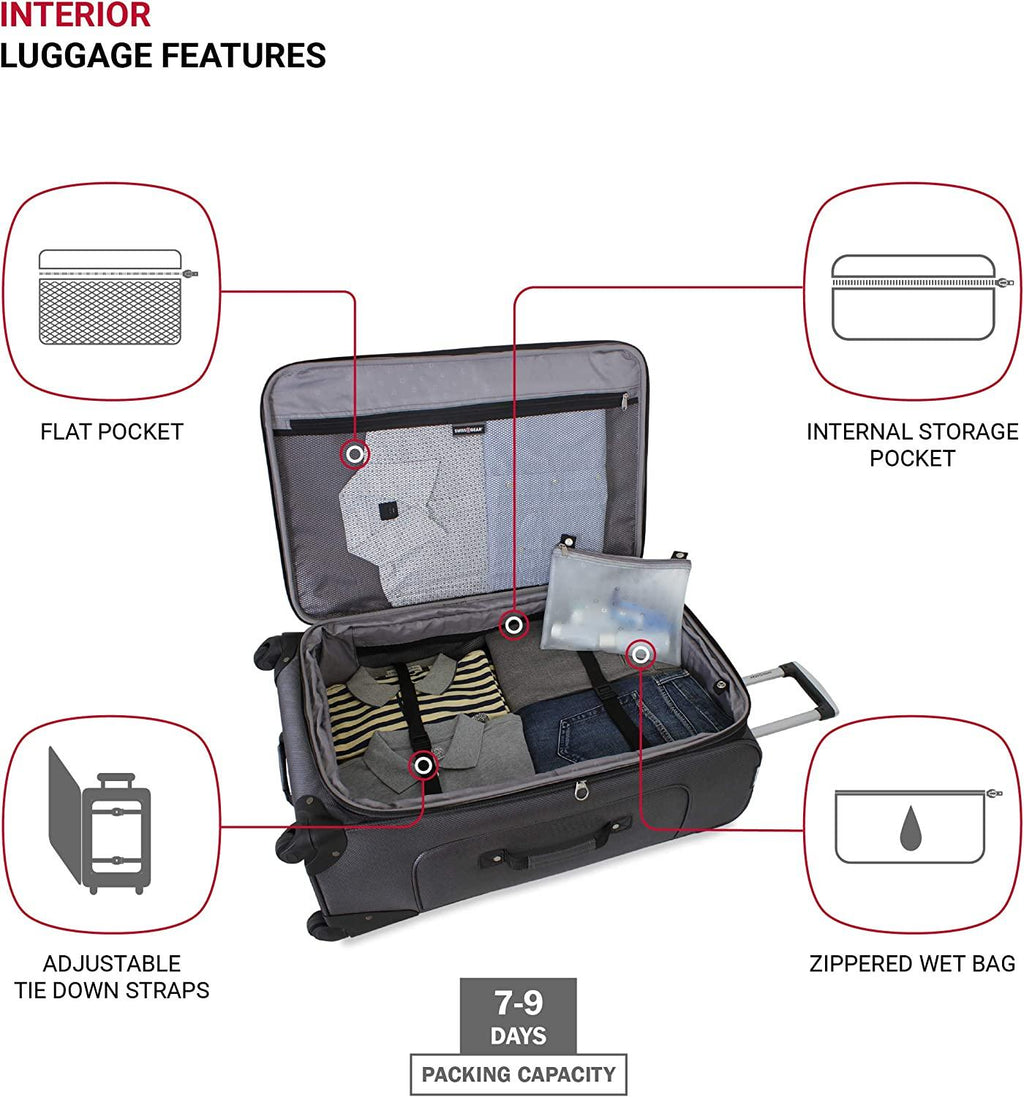 Sion Softside Expandable Luggage, Dark Grey, Checked-Large 29-Inch