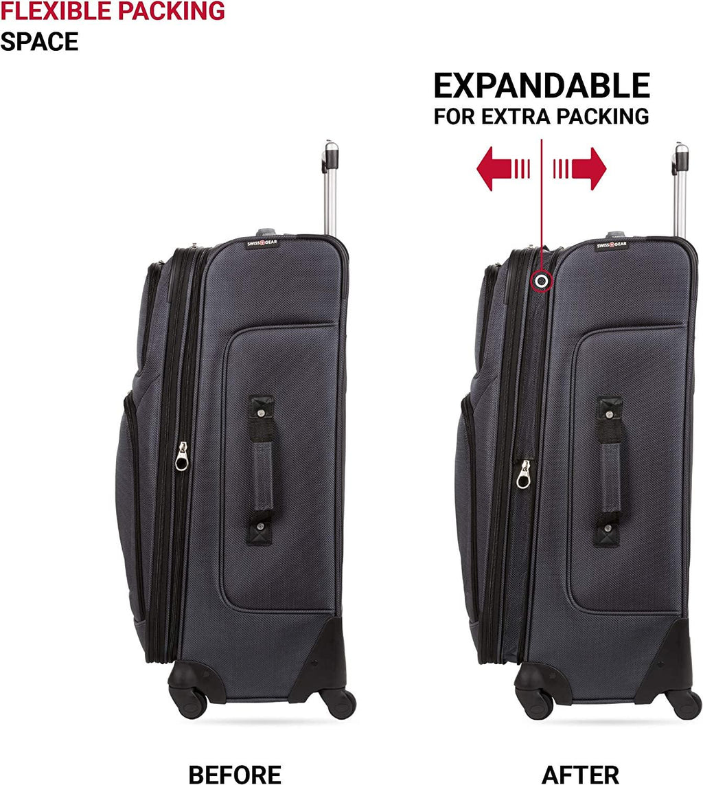 Sion Softside Expandable Luggage, Dark Grey, Checked-Large 29-Inch