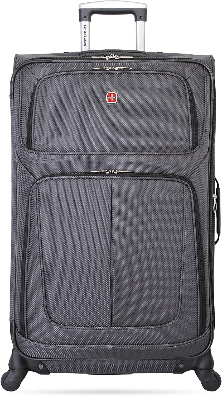 Sion Softside Expandable Luggage, Dark Grey, Checked-Large 29-Inch